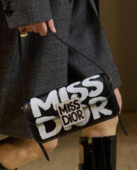 Miss Dior 2025 Black Dior Flap Shoulder bag With OG Box Dust Bag & 2belts Black D2426
