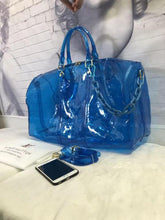 Louis Vuitton Keepall Bandouliere 50 Blue Transparent Travel Duffle Bag With Dust Bag (L 810)