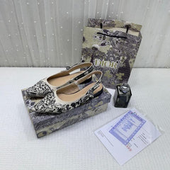 Christian Dior JA Dior Slingback Black Dior Embroidery Flat With OG Box Dust Bag & Carry Bag 5108 Black