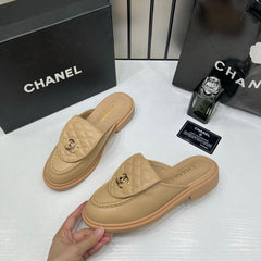 Chanel Lambskin Quilted CC Turnlock Mules Apricot With OG Box Carry Bag 21-4 Apricot