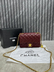 Chanel Wine Mini Flap Crossbody Bag With Original Box DustCover