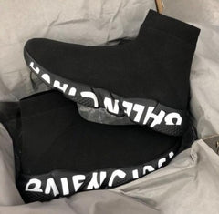 Balenciaga Speed Trainer Black White Graffiti
