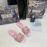 Christian Dior Dway Slide In Pink Signature Embroidered With OG Box Carry Bag 2019 1 Pink