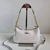 Coach Teri White Shoulder Bag With OG Box Dust Cover & Carry Bag White