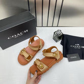 Coach Plain Brown Sandals Flats For Women With Original Box And Dustcover