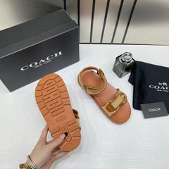 Coach Plain Brown Sandals Flats For Women With Original Box And Dustcover