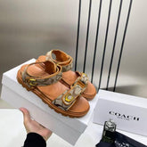 Coach Monogram Brown Sandals Flats For Women With Original Box And Dustcover