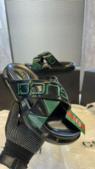 Gucci Logo Slide black green