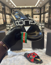 Gucci Logo Slide black white