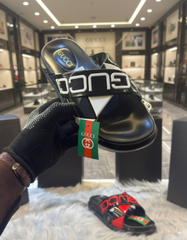 Gucci Logo Slide black white