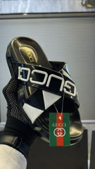 Gucci Logo Slide black white