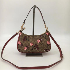 Coach Teri Shoulder Bag Signature Canvas Cherry Print Dark Apricot Caramel With OG Box Dust Cover Carry Bag 88075