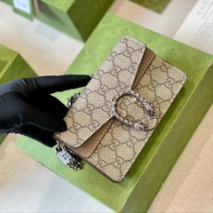 Gucci Dionysus Mini Bag In Apricot Khakhi Leather With OG Box Dust Cover & Carry Bag Apricot Khakhi 476430