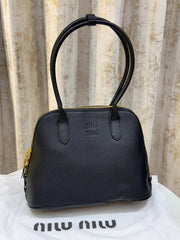 Miu Miu Embossed Logo Medium Tote Bag With Dust Bag (3005 Black)