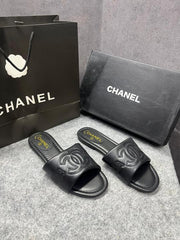 Chanel Lambskin Quilted CC Platform Mules Black With OG Box Carry Bag 21P
