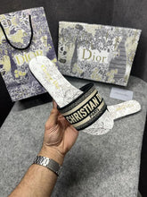 Christian Dior Dway Slide In Grey Black Signature Embroidered With OG Box Carry Bag 2019 1 Grey Black