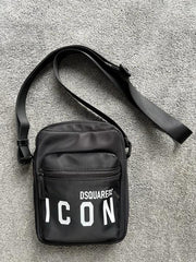 Dsquared2 Icon Print Crossbody Bag In D1113 Black With Dust Bag