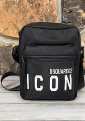 Dsquared2 Icon Print Crossbody Bag In D1113 Black With Dust Bag