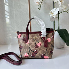 Coach Mini City Teri Toe Shoulder Bag In Signature Canvas Cherry Print OG & Dust Bag 165