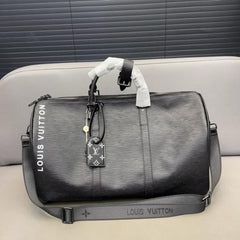 Louis Vuitton Keepall Bandoulire Duffle Bag In Black Leather High Quality Lock & Key 40399