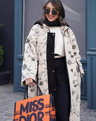 Miss Dior By Christian Dior Graffiti Book Large Tote With OG Box & Dust Bag & Scarf (Orange 41cm)