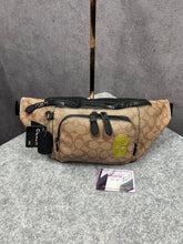 Coach Unisex Waist Pouch Track Belt Bag Signature Canvas Gunmetal Lock With Dust Bag G1130 Coffee