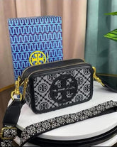 Tory Burch Miller Crossbody Camera Bag Black Grey With OG Box & Dust Bag 3300-1 Beige