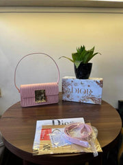 Christian Dior Quilted Miss Dior Flap Shoulderbag With OG Box Dust Bag & 2 belts Pink D2427