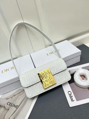 Christian Dior Quilted Miss Dior Flap Shoulderbag With OG Box Dust Bag & 2 belts White D2427