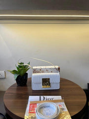 Christian Dior Quilted Miss Dior Flap Shoulderbag With OG Box Dust Bag & 2 belts White D2427