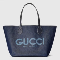 Gucci GG Totissima Supreme Reversible Denim Blue Tote Bag With Dust Bag 820481