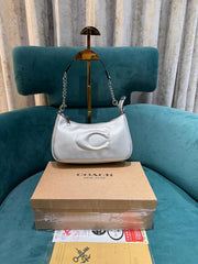 Coach GB Teri Shoulder Bag With Signature Quilting With OG Box & Dust Bag CA548 Silver