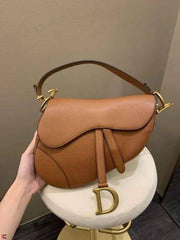 Christian Dior Saddle Bag Brown Leather With OG Box Dust Bag Brown 1806 Brown