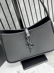 Ysl Saint Laurent Hobo All Black Leather Shoulder Bag With OG Box & Dust Bag 6030 Black