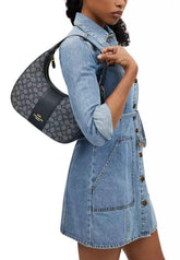 Coach Carmen Shoulder Bag Blue Cloth With OG Box Dust Bag 6812 2 Blue Cloth