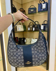 Coach Carmen Shoulder Bag Blue Cloth With OG Box Dust Bag 6812 2 Blue Cloth