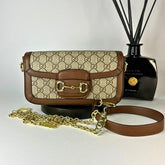 Gucci Horse Bit 1955 GG Monogram Crossbody Sling With OG Box Dust Bag 88228 Brown