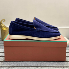 Loro piano Mens Summer Walk Navy Suede loafer Made in italy