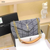 YSL Saint Laurent Puffer Small Shoulder Bag Rode Denim Cloud Cowboy With OG Box Dust Cover & Carry Bag D6042