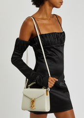 YSL Saint Laurent Cassandra Top Handle Bag With OG Box Dust Cover & Carry Bag 1823 White