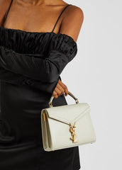 YSL Saint Laurent Cassandra Top Handle Bag With OG Box Dust Cover & Carry Bag 1823 White