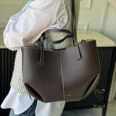 Polene Cyme Large Tote With Wallet & Original Dust Cover Dark Brown