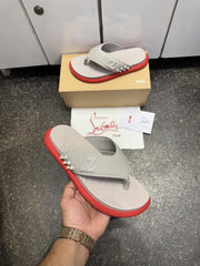 Christian Louboutin Super Rubber Spike Slipers Cream Premium