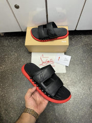 Christian Louboutin Strapt Rubber Spike Slipers Black Premium Sandals Slides
