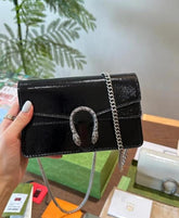 Gucci Dionysus Mini Patent Glossy Black Leather Bag With OG Box Dust Cover & Carry Bag G 2019 Black