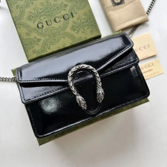 Gucci Dionysus Mini Patent Glossy Black Leather Bag With OG Box Dust Cover & Carry Bag G 2019 Black