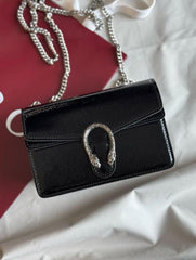 Gucci Dionysus Mini Patent Glossy Black Leather Bag With OG Box Dust Cover & Carry Bag G 2019 Black