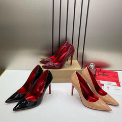 Christian Louboutin Miss Iriza 10 Apricot Sparkle Bottom Z Heels Patent With OG Box & Dust Cover W53