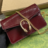 Gucci Dionysus Mini Patent Glossy Wine Red Leather Bag With OG Box Dust Cover & Carry Bag G 2019 Wine Red
