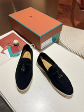 Loro Piana Summer Charms Walk Loafers In Black Suede